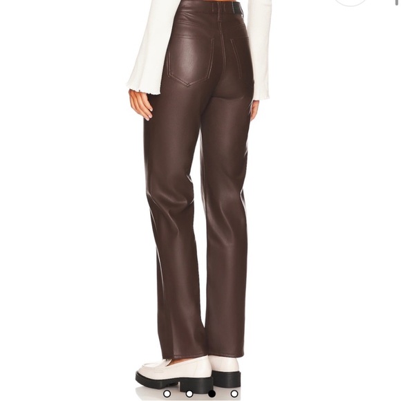 Pistola Cassie Super High Rise Straight Leg Pants in Faux Leather Brown Size 26 - Picture 2 of 7